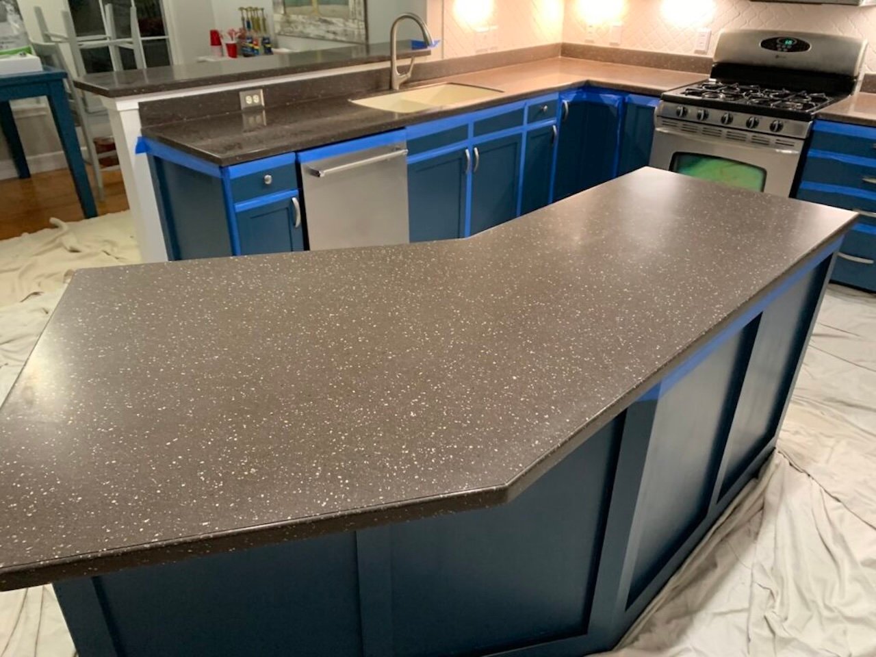 Avonite kitchen Island Restored & Resurfaced in Northeast OH