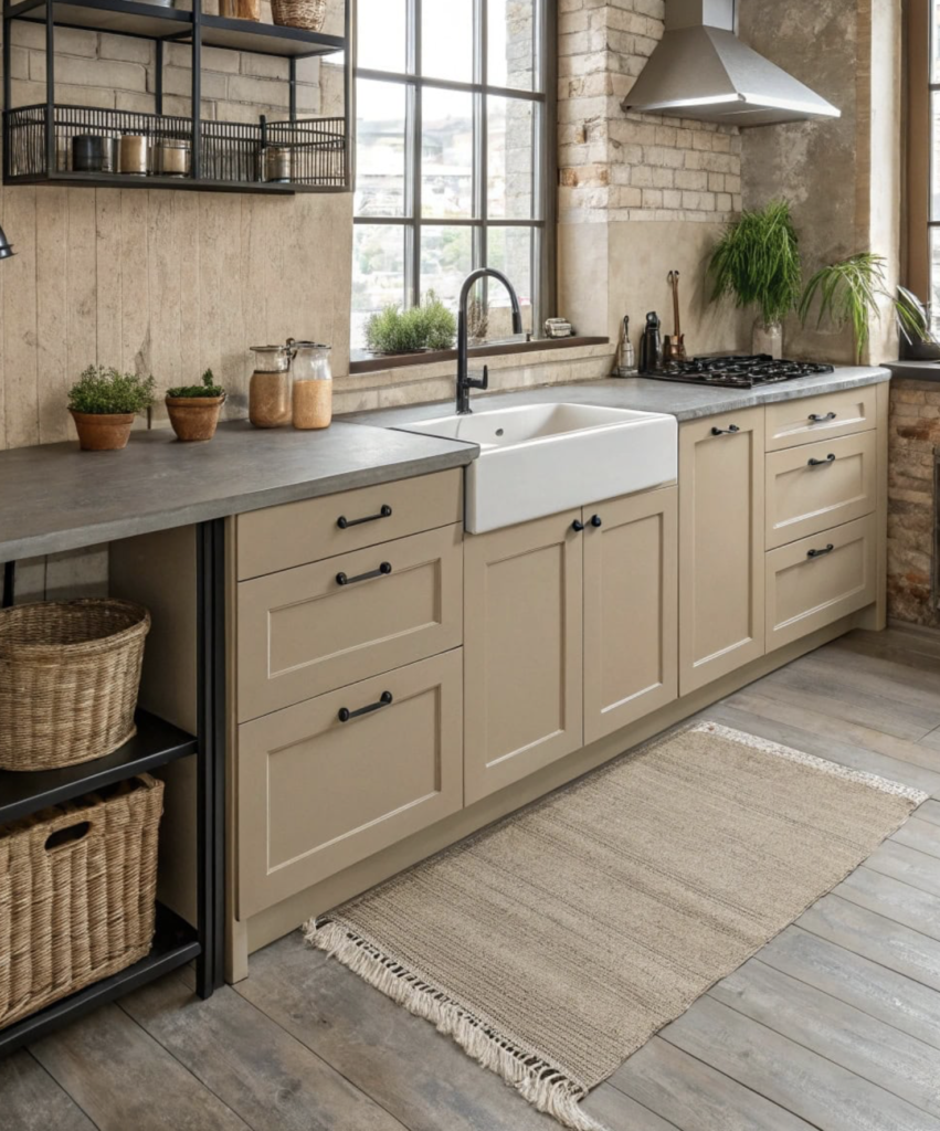 Modern Kitchen remodel with gray custom countertops, farm style sink and plumbing by Mr.Countertops in Parma, OH